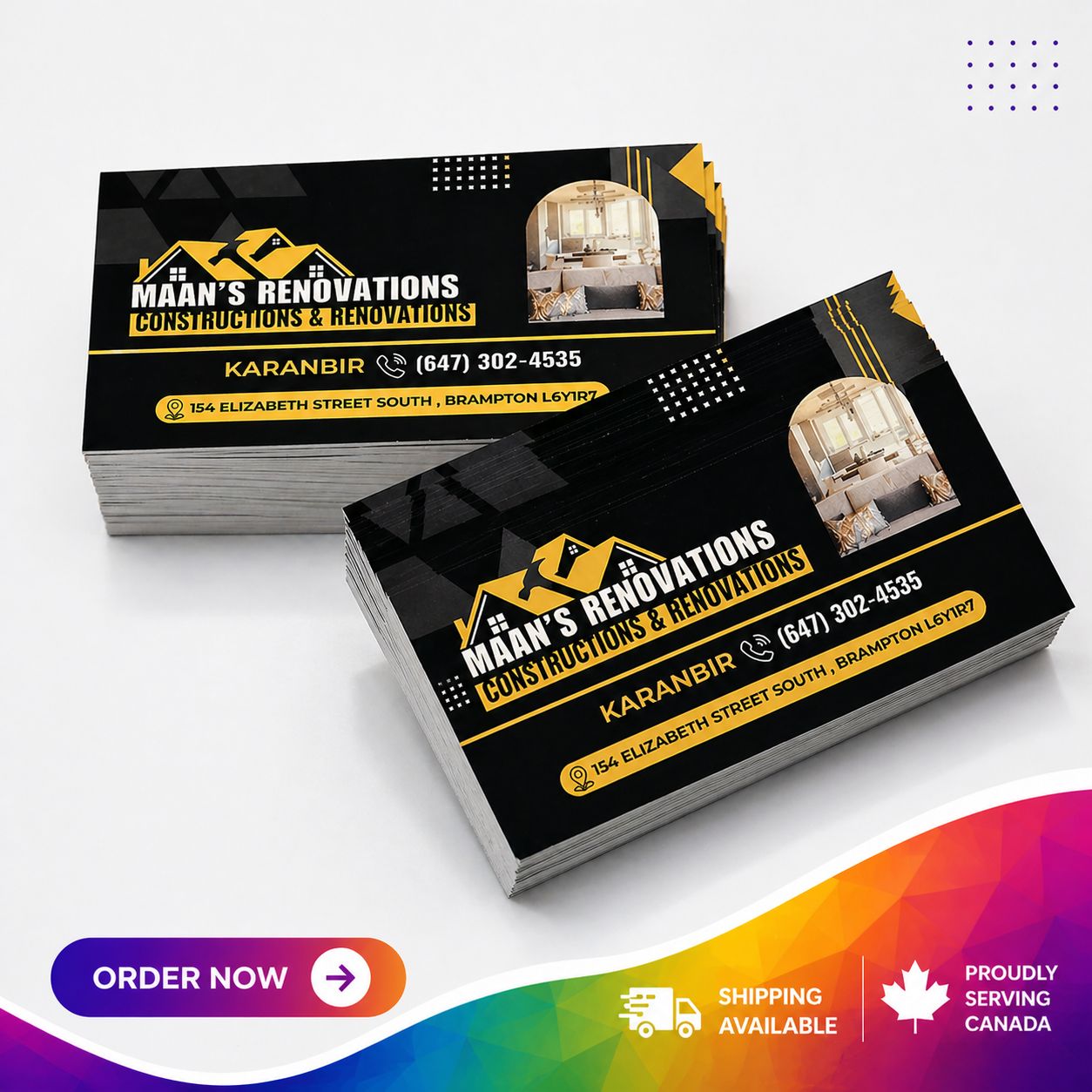 Business Cards 14pt + AQ (Semi Gloss Finish) 14pt AQ business cards with glossy coating, sharp print quality and professional finish