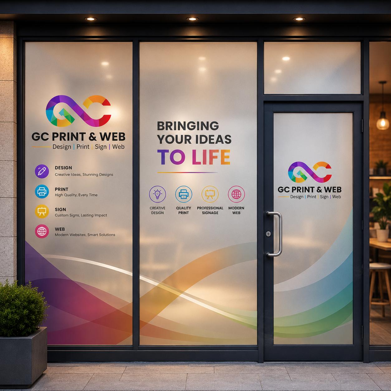 Window Graphics Frosted Vinyl Toronto Ontario Canada Custom frosted vinyl window graphics printing in Toronto Ontario Canada