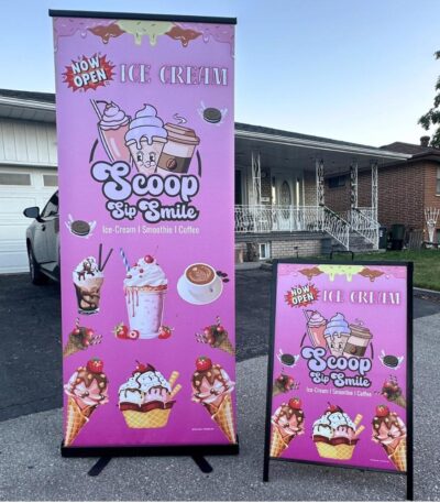 Standard pull up banner black base printing in Toronto Ontario Canada